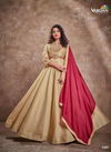Cream Colour Latest Fancy Designer Wedding Wear Silk With Heavy Embroidery Inner Stiched Gown Collection 51027